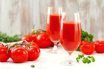 Glass of fresh tomato juice