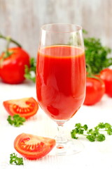 Glass of fresh tomato juice