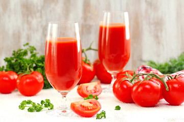 Glass of fresh tomato juice
