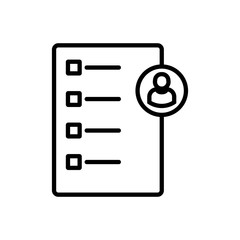 hr checklist outlined vector icon. Outlined symbol of hr document. Simple, modern flat vector illustration for mobile app, website or desktop app - 196721401
