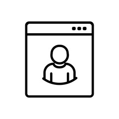web profile outlined vector icon. Outlined symbol of web ccount user. Simple, modern flat vector illustration for mobile app, website or desktop app