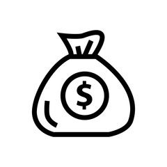 money bag outlined vector icon.