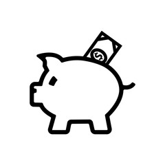 piggy bank outlined vector icon.