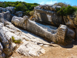 Obraz premium Kouros statue near Apollonas village in Naxos island, Cyclades, Greece
