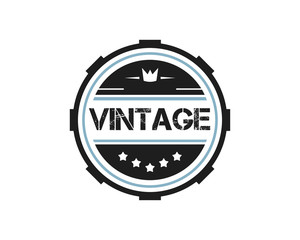 round vintage retro logo badge design illustration,vintage design style, designed for apparel and logo