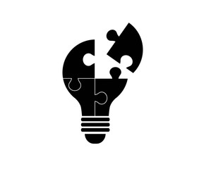
Flat design vector illustration of a lamp made from pieces of a puzzle.  - 196723040