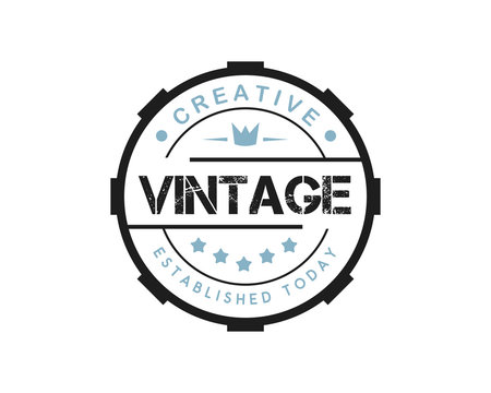 round vintage retro logo badge design illustration,vintage design style, designed for apparel and logo