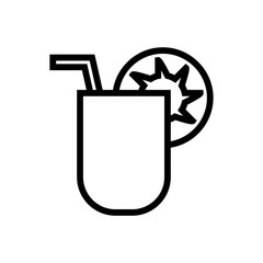 summer cocktail outlined vector icon