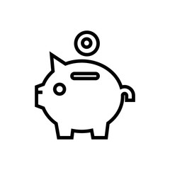 piggy bank outlined vector icon.