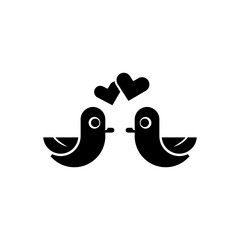 love birds fiolled vector icon