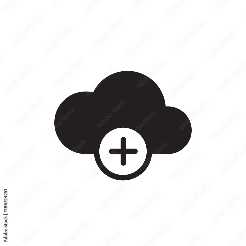 Poster add cloud filled vector icon. modern simple isolated sign. pixel perfect vector illustration for log