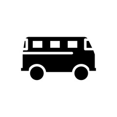 moving bus filled vector icon