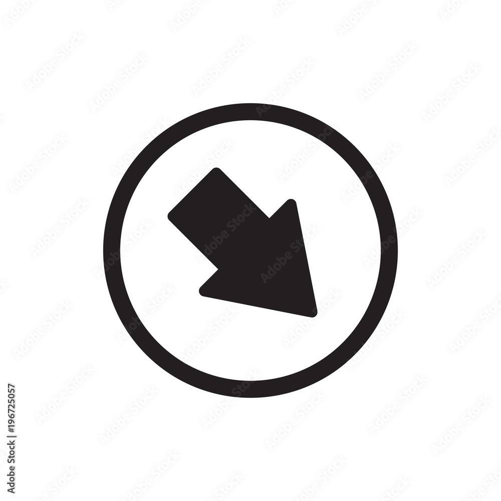 Poster circular diagonal arrow right filled vector icon. modern simple isolated sign. pixel perfect vector 