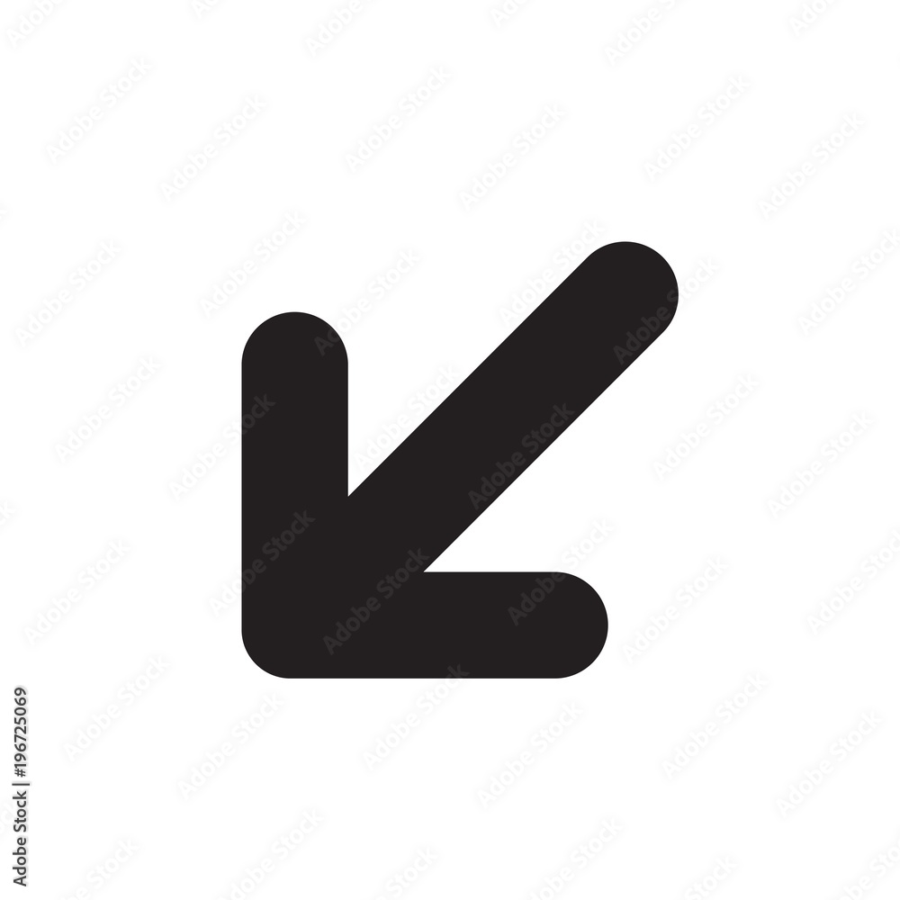 Aufkleber diagonal arrow left filled vector icon. modern simple isolated sign. pixel perfect vector illustrati