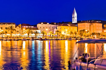 Supetar waterfront evening panoramic view from sea