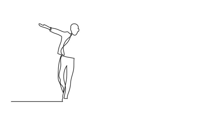 Animation of happy man walking - single line drawing