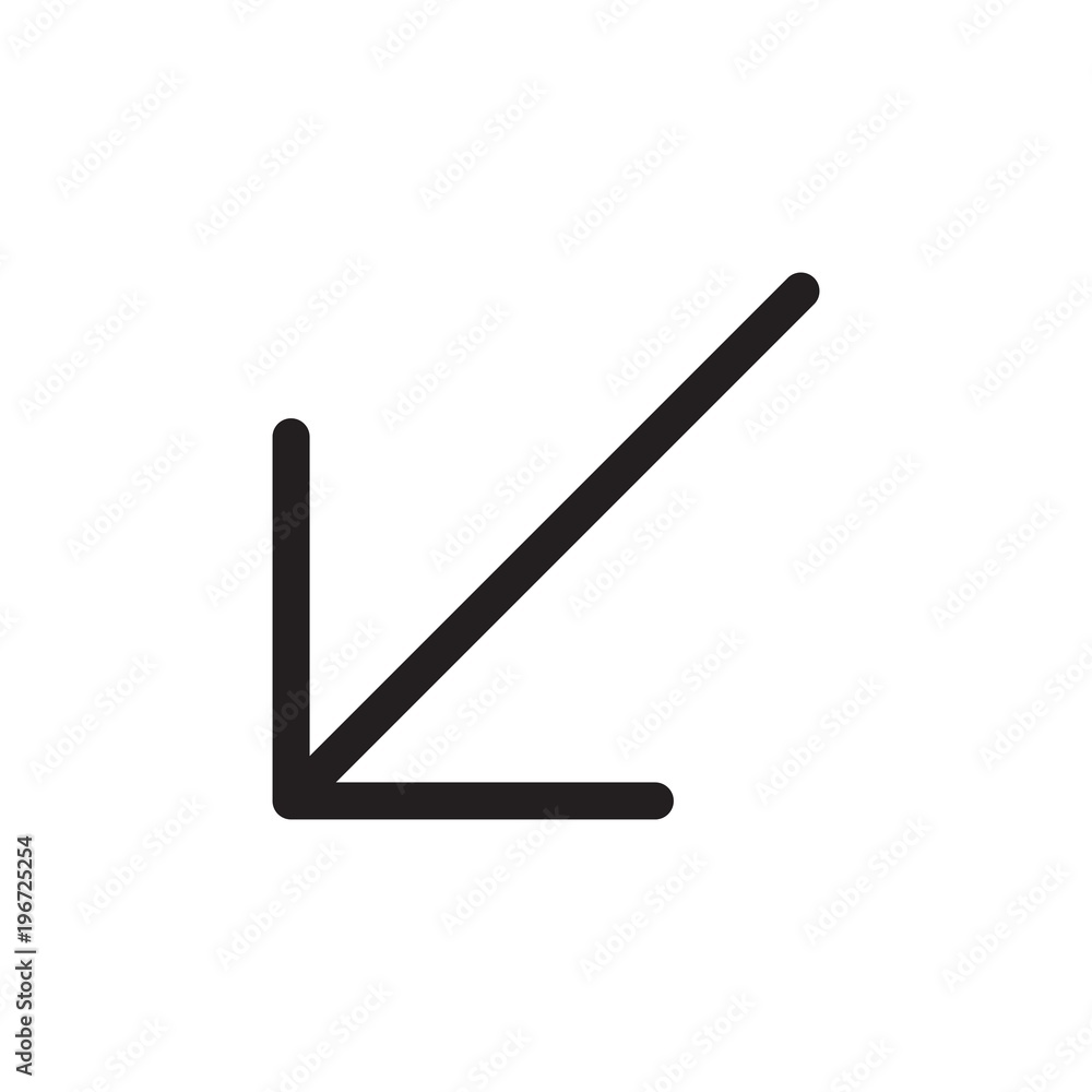 Poster diagonal arrow left filled vector icon. modern simple isolated sign. pixel perfect vector illustrati