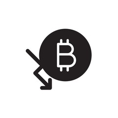 bitcoin chart decrease filled vector icon. Modern simple isolated sign. Pixel perfect vector  illustration for logo, website, mobile app and other designs