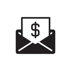 financial mail, money mail filled vector icon. Modern simple isolated sign. Pixel perfect vector  illustration for logo, website, mobile app and other designs