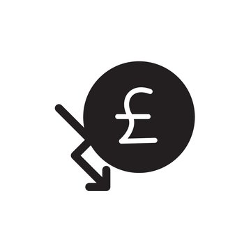 pound chart decrease filled vector icon. Modern simple isolated sign. Pixel perfect vector  illustration for logo, website, mobile app and other designs
