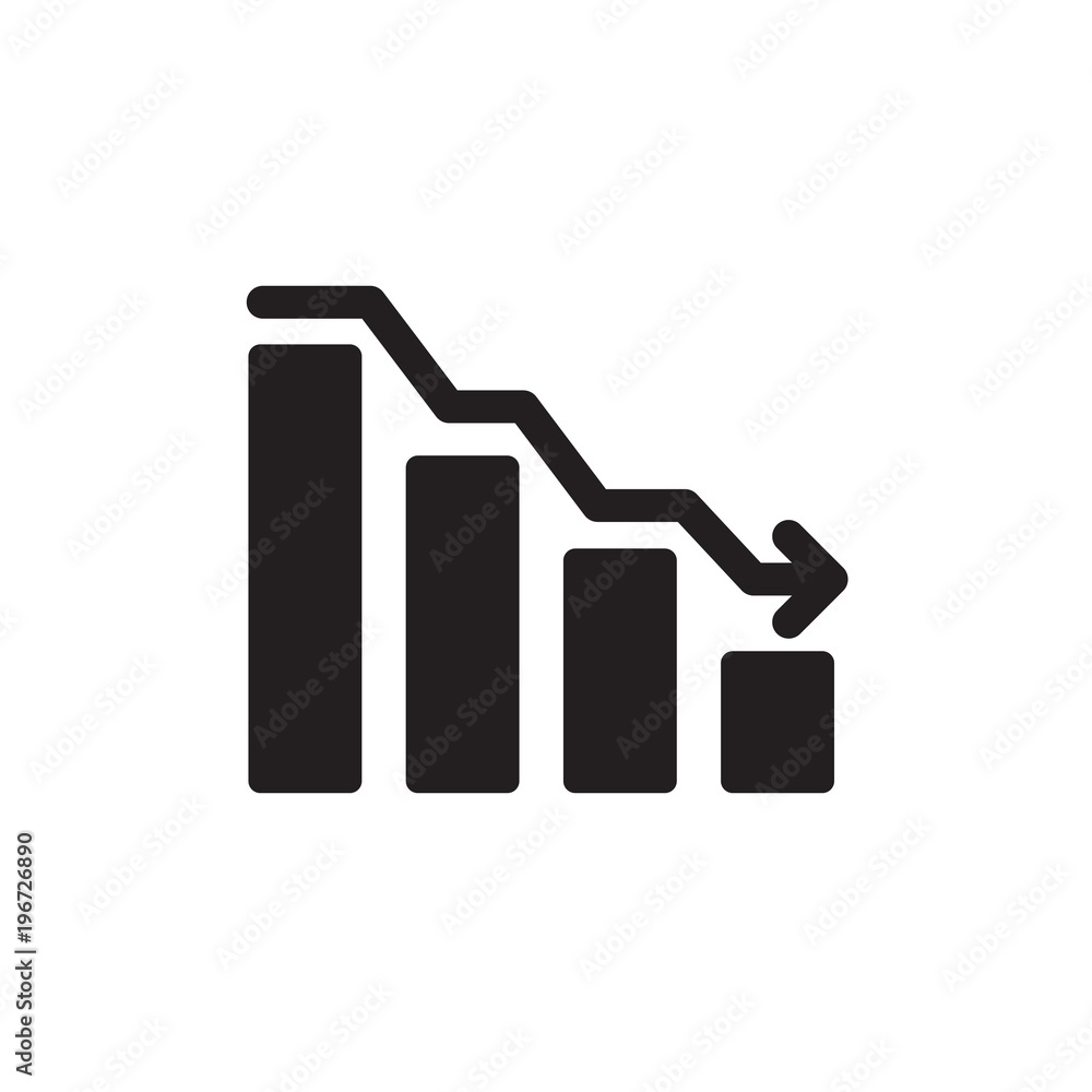 Poster decreasing diagram, decreasing bar chart filled vector icon. modern simple isolated sign. pixel perf