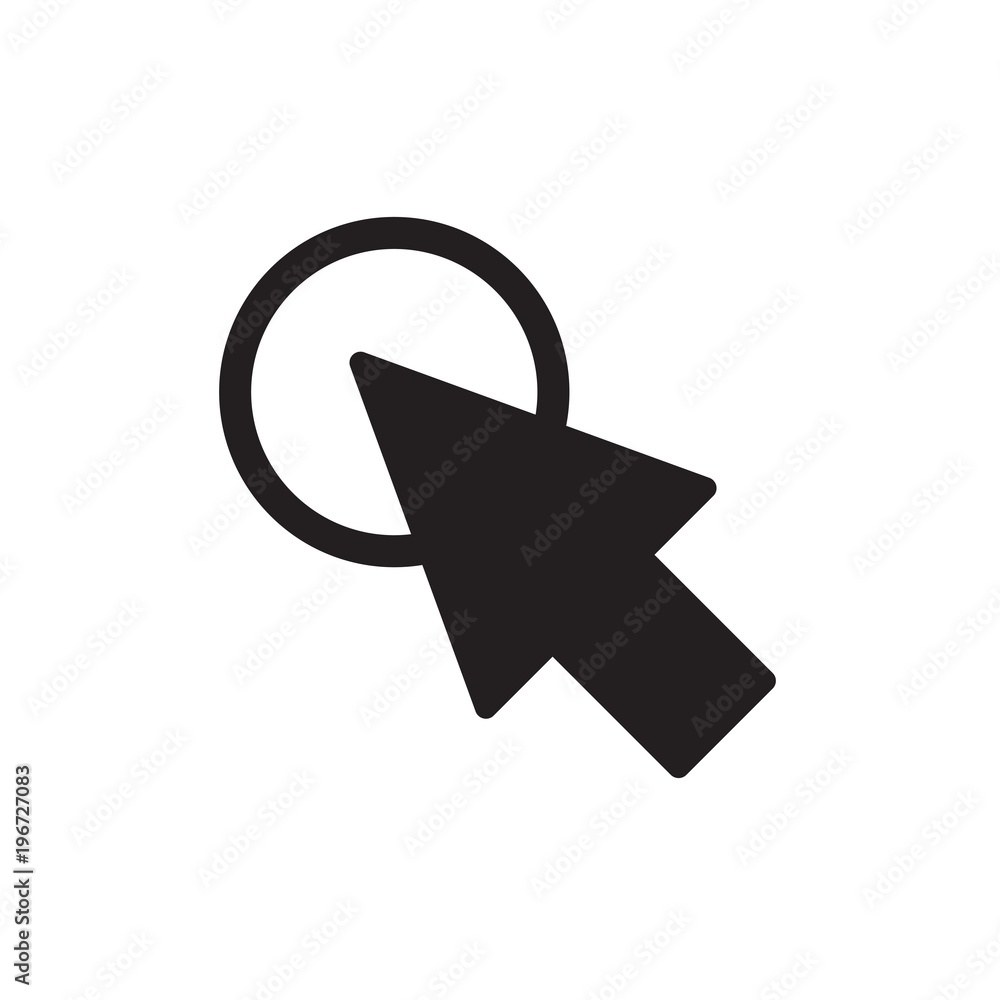 Poster arrow click filled vector icon. modern simple isolated sign. pixel perfect vector illustration for l
