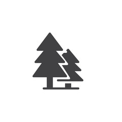 Spruce forest vector icon. filled flat sign for mobile concept and web design. Coniferous trees simple solid icon. Symbol, logo illustration. Pixel perfect vector graphics