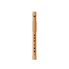 Wooden pipe, flute, music tube. Wind classic old musical instrument.