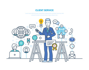 Client service. Feedback, interaction through means of communication, social networks.