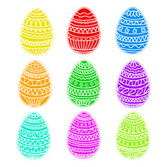happy easter colorful eggs vector set, hand drawing collection, stock vector illustration, eps 10