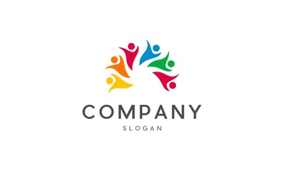 Human Family Community Creative Logo, Abstract People symbol, togetherness and community concept design