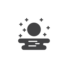 Night sea view with moon and stars vector icon. filled flat sign for mobile concept and web design. simple solid icon. Symbol, logo illustration. Pixel perfect vector graphics