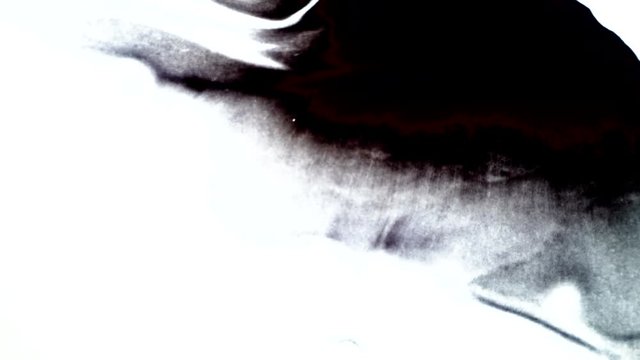 Black Blot on white paper. Compositing slow motion reveal