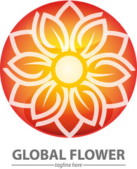 Vector abstract, orange flower blossom