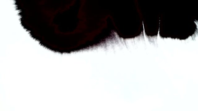 Black Blot on white paper. Compositing slow motion reveal