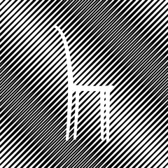 Chair sign illustration. Vector. Icon. Hole in moire background.