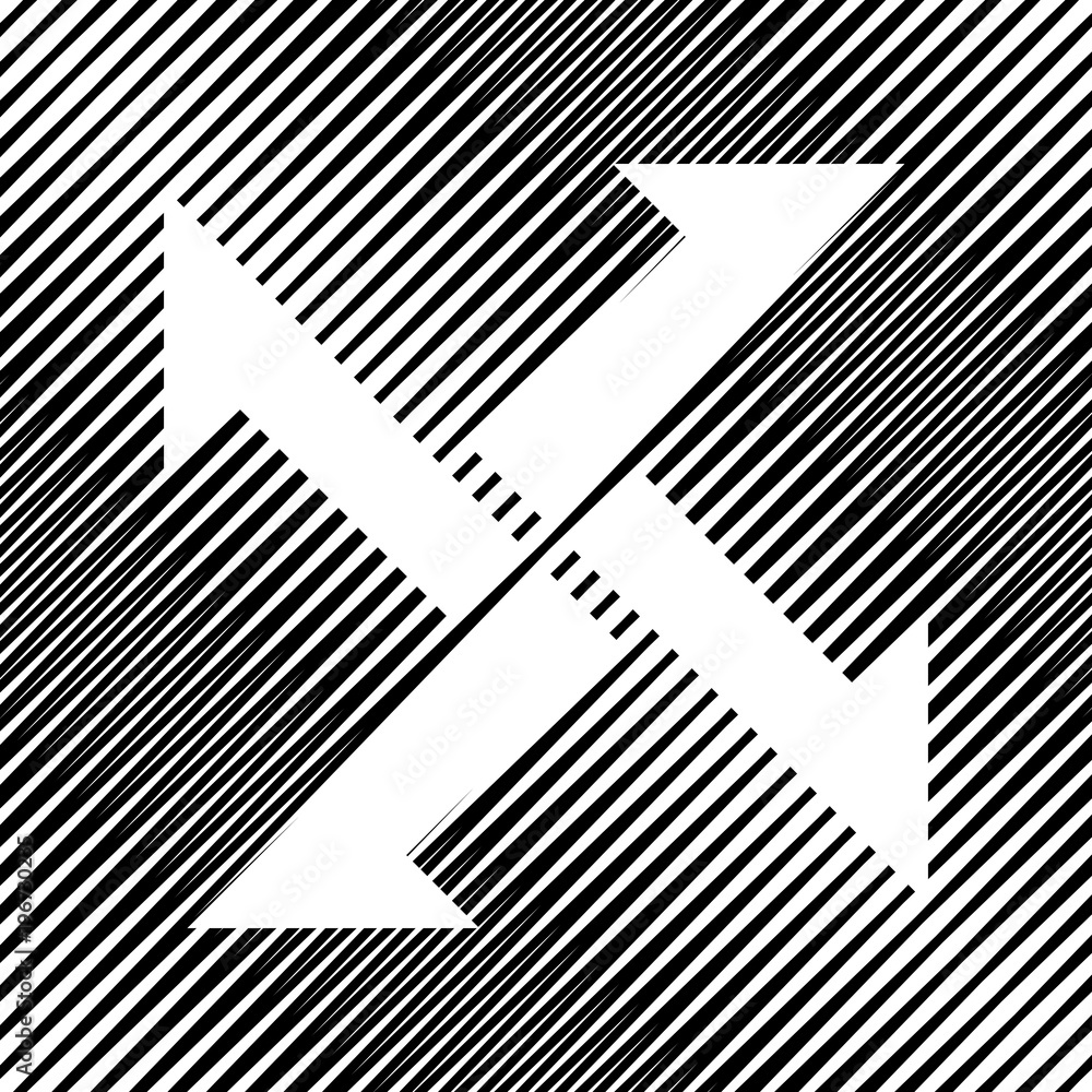 Poster cross from arrows icon. vector. icon. hole in moire background.