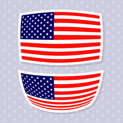 Set of stylish american flags. Vector illustration. 