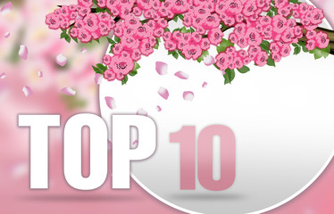 Spring background, blossoming tree, top 10