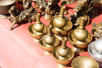 Fototapeta na wymiar Traditional Brass ware at asian market