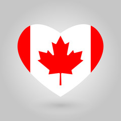 Flag of Canada heart icon. Canadian national symbol. Vector illustration.