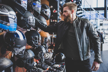 Man in motorcycle shop