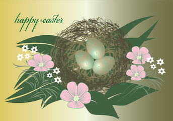 vector decorative nest with eggs..