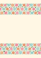 Fototapeta na wymiar Layout of a floral poster in retro style. Background with copyspace. Vector.