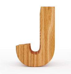 letter J 3d wooden isolated on white