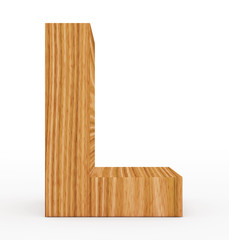 letter L 3d wooden isolated on white