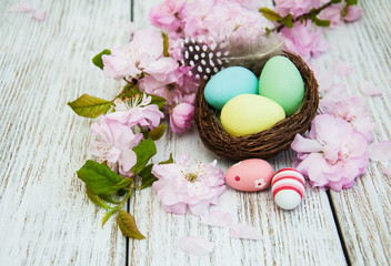 Easter eggs and sakura blossom