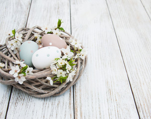 Easter eggs and spring  blossom