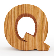 letter Q 3d wooden isolated on white