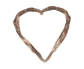 Isolated vector brown heart shape plant wedding decoration